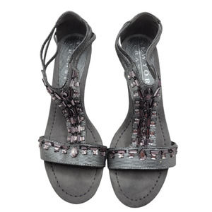 New York Transit Gladiator Sandals Bright Light MS Women's Size 6.5 M Pewter